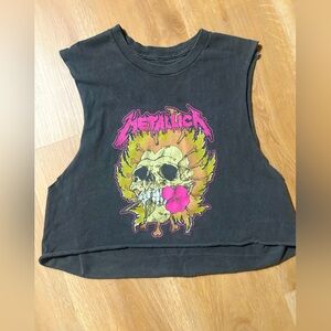 Metallica cutoff sleeve crop top sz sm